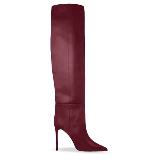 Chic Burgundy Stiletto Heeled Boots DAYNA PELLE BURGUNDY - Picture 2 of 2